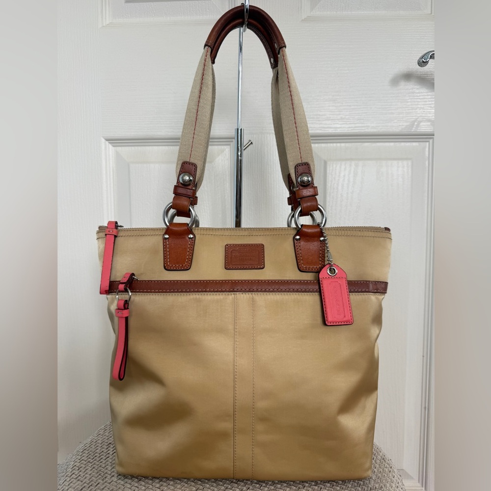 COACH NYLON & LEATHER TOTE BAG #11745